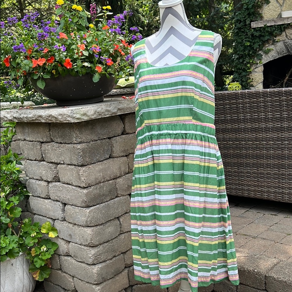 Boden Green and Pink Striped Dress